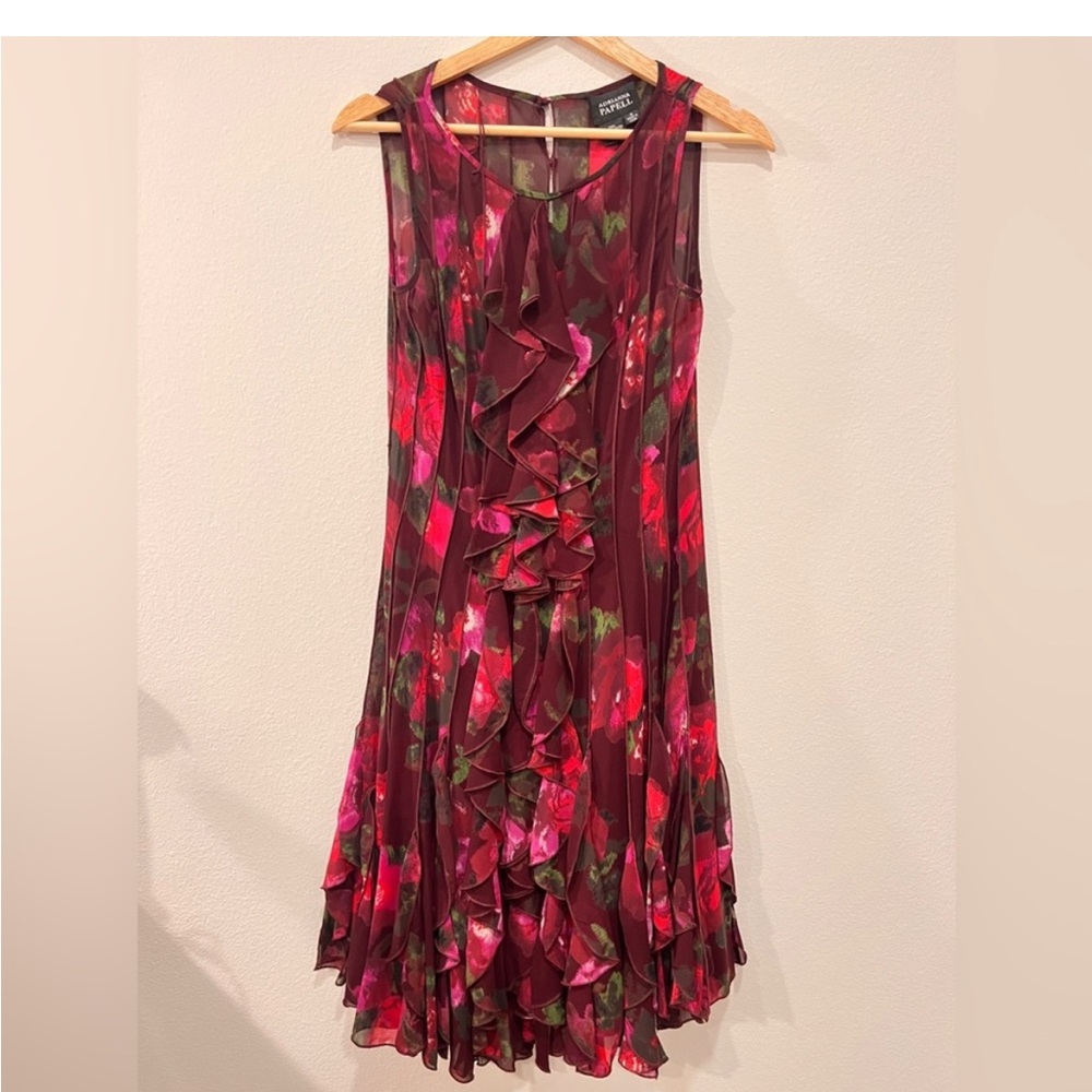 Adrianna Papell Floral MIDI Dress with Ruffles size 4